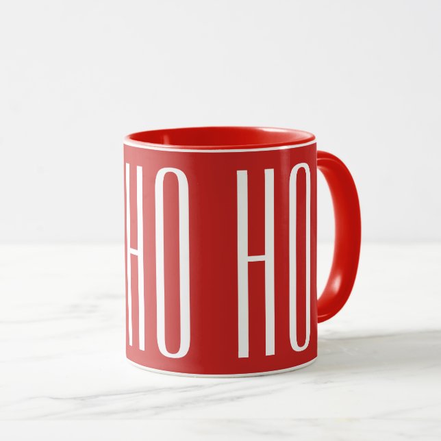 HO HO HO - white on red Mug (Front Right)