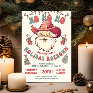 Ho Ho Hoedown Cowboy Santa Holiday Christmas Party Invitation