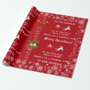 Ho Ho Hoh Dear Funny Santa Unicorn Personalized Wrapping Paper