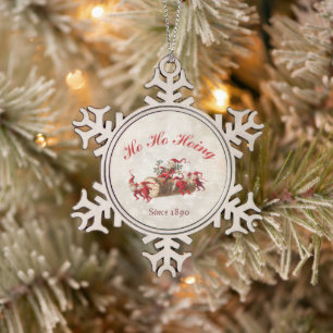 Ho Ho Hoing since 1890 vintage gnomes Snowflake Pewter Christmas Ornament