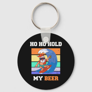 Ho Ho Hold Beer Surfer Santa Xmas Party Christmas  Key Ring