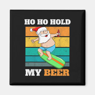 Ho Ho Hold Beer Surfer Santa Xmas Party Christmas Magnet