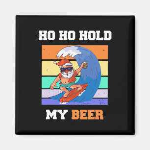 Ho Ho Hold Beer Surfer Santa Xmas Party Christmas Magnet