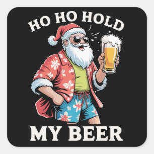 Ho Ho Hold My Bear Santa Sunglasses Christmas Square Sticker