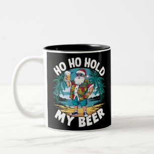Ho Ho Hold My Beer Christmas in July Summer Santa Two-Tone Coffee Mug