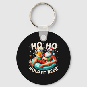 Ho Ho Hold My Beer Summer Santa Sungles Christmas Key Ring