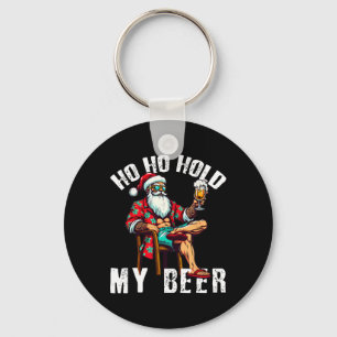 Ho Ho Hold My Beer Vintage Santa Christmas In July Key Ring