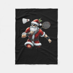 Ho Ho Hold My Shuttle_ Santa Badminton Cute Xmas S Fleece Blanket