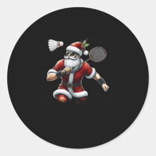 Ho Ho Hold My Shuttle Santa Badminton Cute Xmas Sp Classic Round Sticker