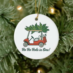 Ho Ho Hole In One Christmas Santa Golf Golfing  Ceramic Ornament