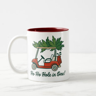 Ho Ho Hole In One Christmas Santa Golf Golfing  Two-Tone Coffee Mug
