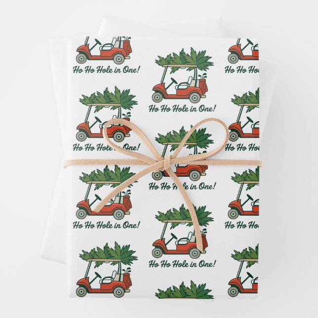 Ho Ho Hole In One Christmas Santa Golf Golfing  Wrapping Paper Sheet (In situ)