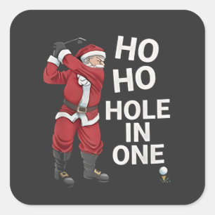 Ho Ho Hole in One Funny Golfing Xmas Christmas Square Sticker