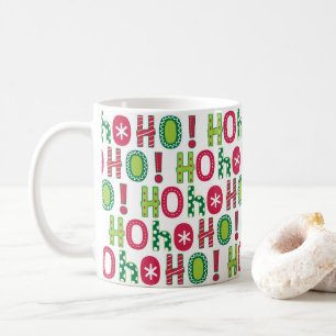 Ho Ho Holiday Festive Red Green Seasonal Modern Coffee Mug