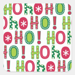 Ho Ho Holiday Festive Red Green Seasonal Modern Square Sticker