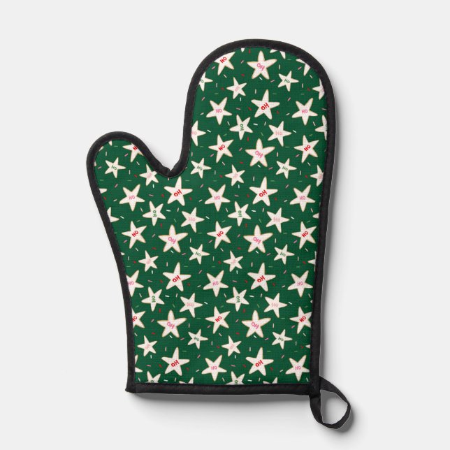 Ho Ho Holiday Sugar Cookie Pattern Oven Mitt (Front)