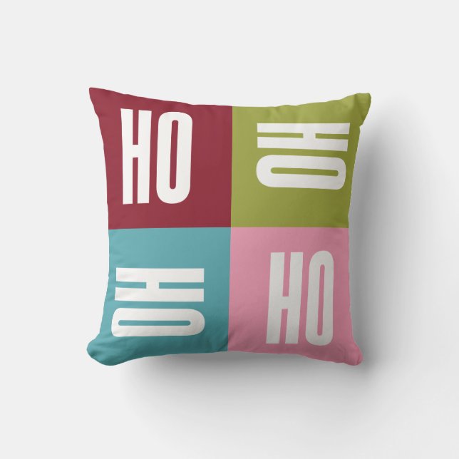 Ho Ho Holiday Throw Pillow (Front)
