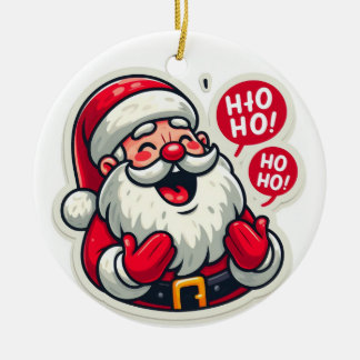 Ho Ho Holidays: Santa's Festive Greeting Ceramic Ornament