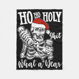 Ho Ho Holy Christmas Funny Skeleton Dancing Skull Fleece Blanket