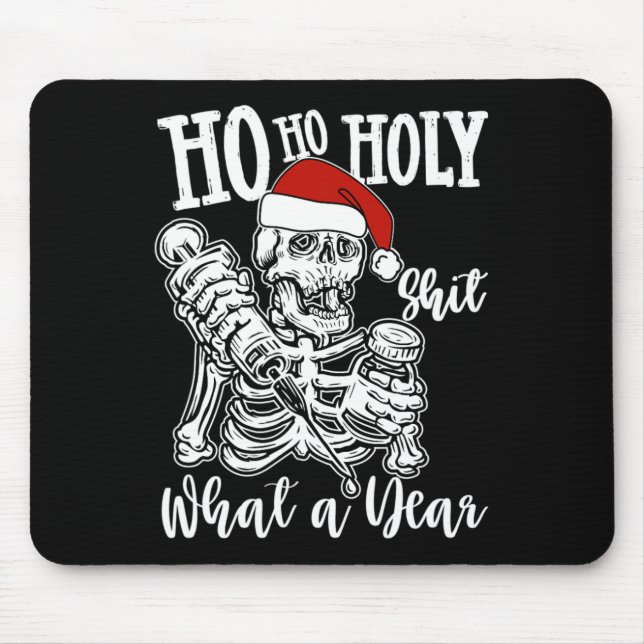 Ho Ho Holy Christmas Funny Skeleton Dancing Skull  Mouse Pad (Front)