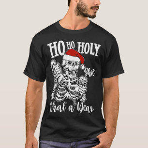 Ho Ho Holy Christmas Funny Skeleton Dancing Skull T-Shirt