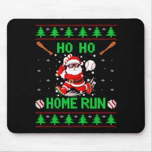 Ho Ho Home Run Baseball Christmas Santa Ugly Xmas  Mouse Pad
