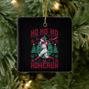 Ho Ho Homerun Baseball Ugly Christmas Sweater  Ceramic Ornament