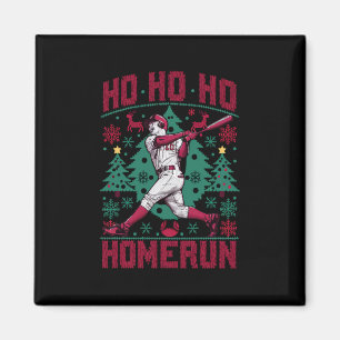 Ho Ho Homerun Baseball Ugly Christmas Sweater Magnet