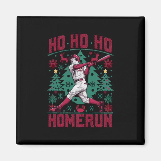 Ho Ho Homerun Baseball Ugly Christmas Sweater  Magnet (Front)