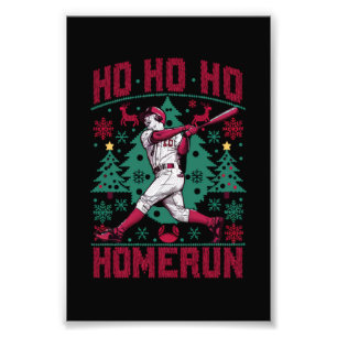 Ho Ho Homerun Baseball Ugly Christmas Sweater Photo Print