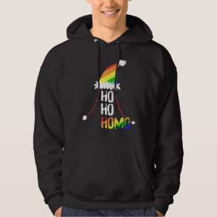 Ho Ho Homo Girls Santa Hat Christmas LGBT Pride Fl Hoodie