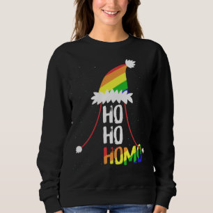 Ho Ho Homo Girls Santa Hat Christmas LGBT Pride Fl Sweatshirt