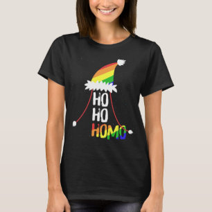 Ho Ho Homo Girls Santa Hat Christmas LGBT Pride Fl T-Shirt