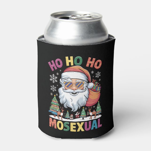 Ho Ho Homosexual Christmas Santa Holiday Gay Pride Can Cooler (Can Front)