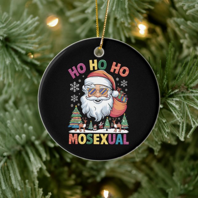 Ho Ho Homosexual Christmas Santa Holiday Gay Pride Ceramic Ornament (Tree)