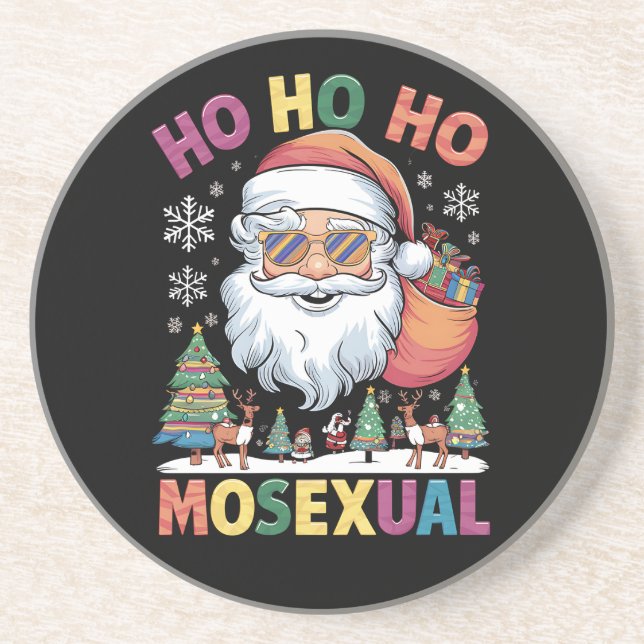 Ho Ho Homosexual Christmas Santa Holiday Gay Pride Coaster (Front)