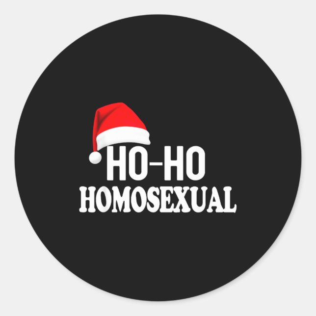 Ho Ho Homoual Funny Pride Christmas Holiday Design Classic Round Sticker (Front)
