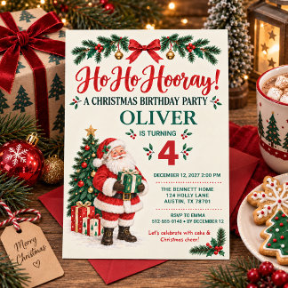 Ho Ho Hooray Christmas Birthday Party Invitation