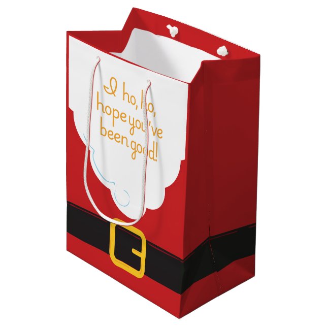 Ho Ho Hope You've Been Good - Cranberry Red Medium Gift Bag (Front Angled)