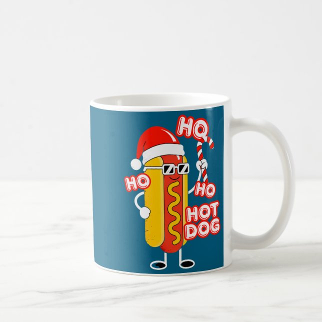 Ho Ho Hot Dog Funny Christmas– Festive Hot Dog In  Coffee Mug (Right)