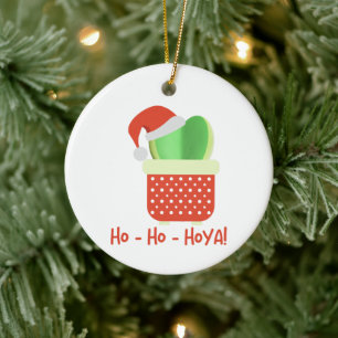 Ho-Ho-Hoya Cute Christmas Santa Hoya Plant Ceramic Ornament