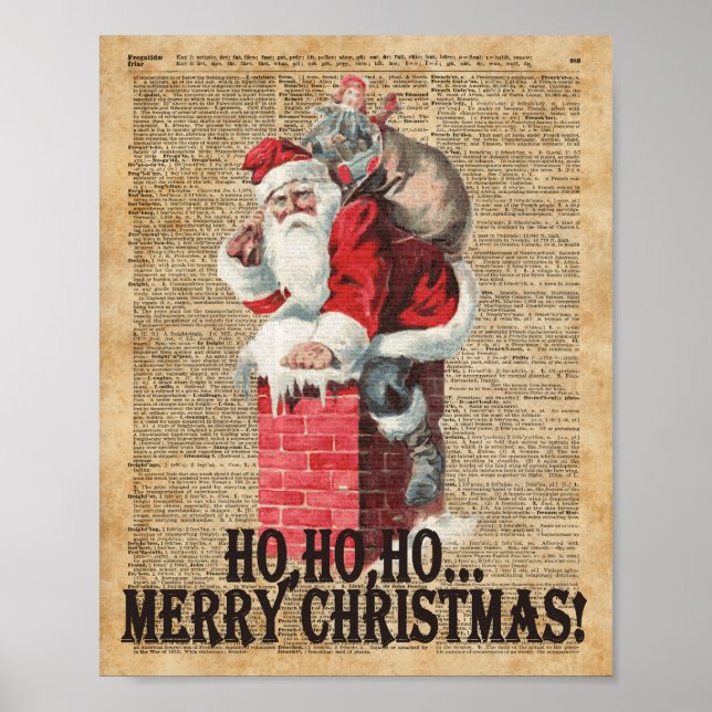 Ho,Ho Merry Chirstmas Santa Claus Dictitionary Art Poster (Front)