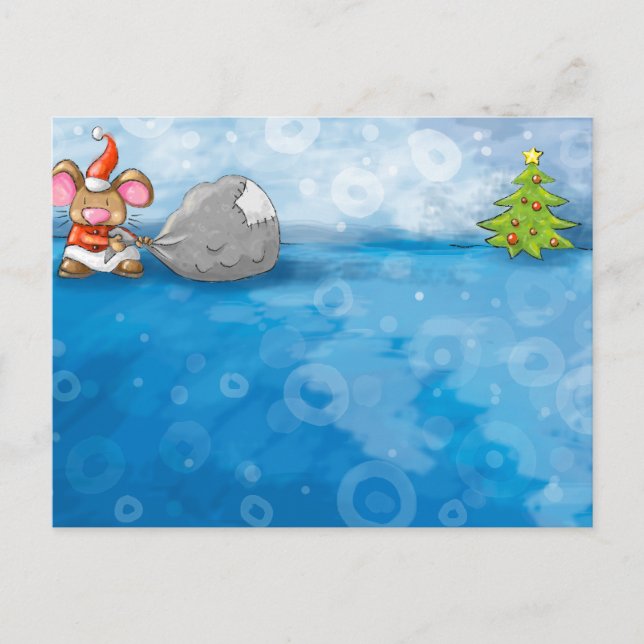 ho ho merry christmas mouse holiday postcard (Front)