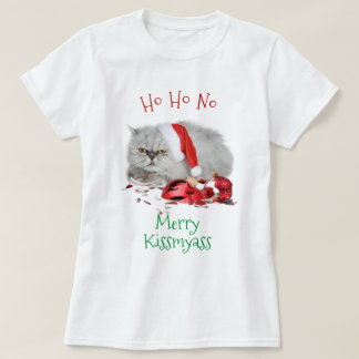 Ho HO No Anti Christmas Grumpy Kitty Cat T-Shirt