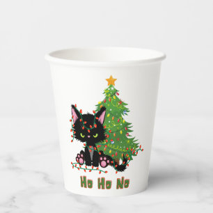 HO HO NO Christmas Cat Paper Cups