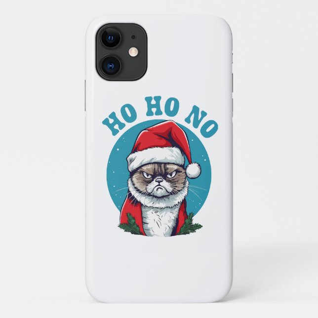 Ho ho no - funny grumpy santa cat Case-Mate iPhone case (Back)