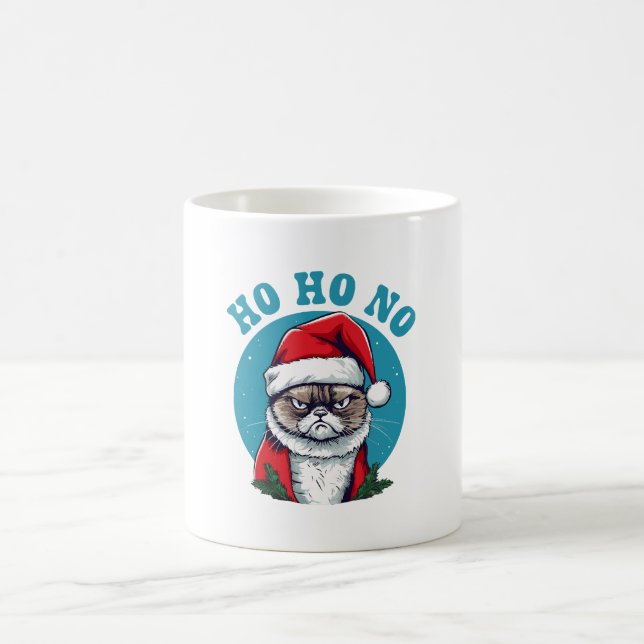 Ho ho no - funny grumpy santa cat coffee mug (Center)