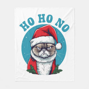 Ho ho no - funny grumpy santa cat fleece blanket