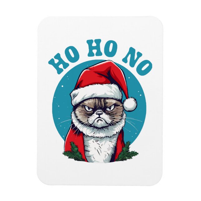 Ho ho no - funny grumpy santa cat magnet (Vertical)