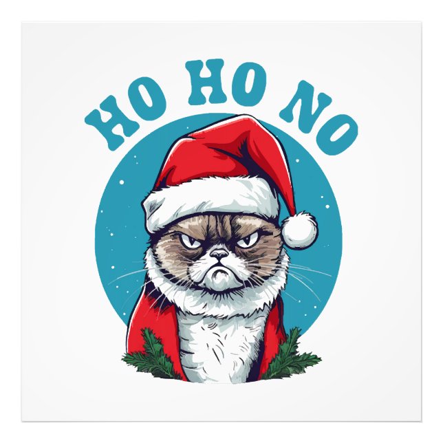 Ho ho no - funny grumpy santa cat photo print (Front)